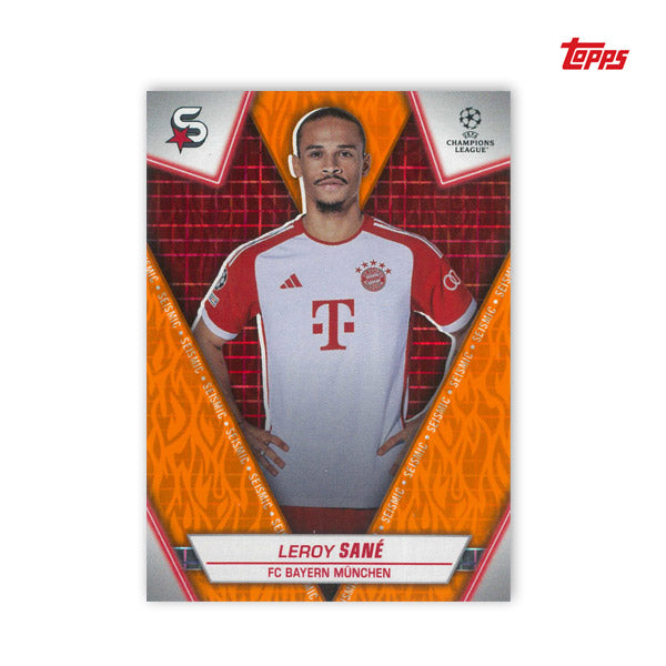 Leroy Sane, Topps Superstars UCC 2023/24, No. 58, Orange Seizmic Parallel , 25/25