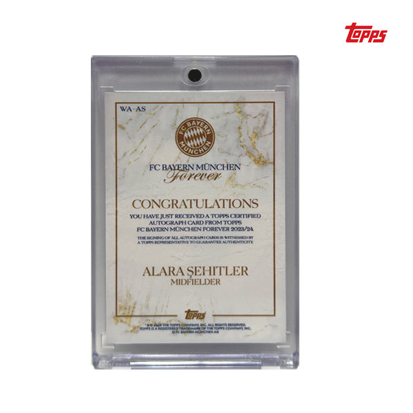 Alara Sehitler Autograph Rookie Card - Topps FC Bayern Munchen Forever 2024