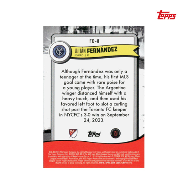 2024 Topps Finest MLS - Julian Fernandez, Finest Debuts, Rookie Card